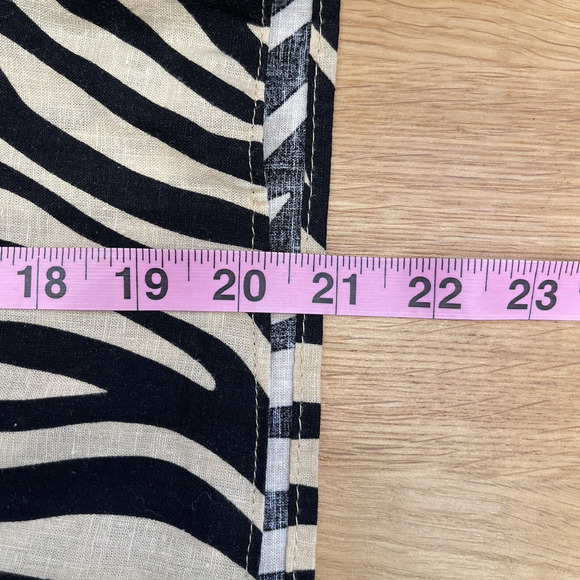 Rachel Zoe Linen Blouse Top Womens Size XL Black Animal Print Tie Mob Wife - Picture 6 of 8